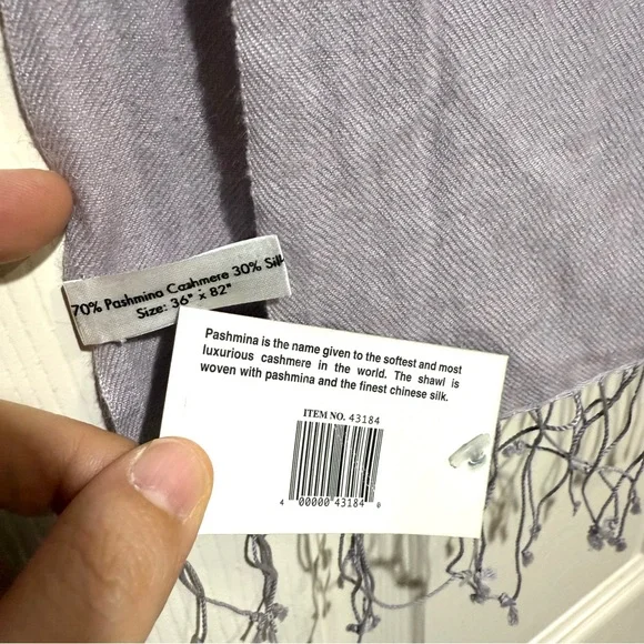 82”*36” Classic PASHMINA Cashmere Silk Lavender Fringe Shawn Fringed Scarf Soft - Picture 5 of 8